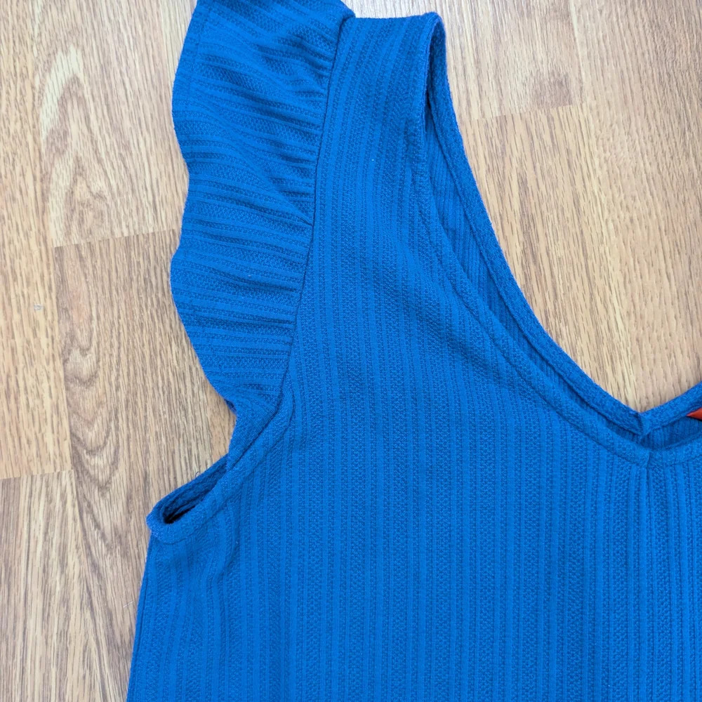 Joe Fresh Blue Sleeveless Ruffled Blouse